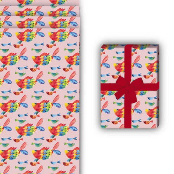 Tier Geschenkverpackung: Lustiges Geschenkpapier mit Regenbogen von Kartenkaufrausch in rosa