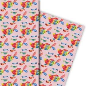 Kartenkaufrausch: Lustiges Geschenkpapier mit Regenbogen aus unserer Tier Papeterie in rosa