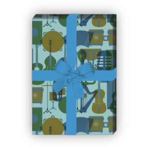 Kartenkaufrausch: Cooles Geschenkpapier mit Musik aus unserer Geburtstags Papeterie in blau