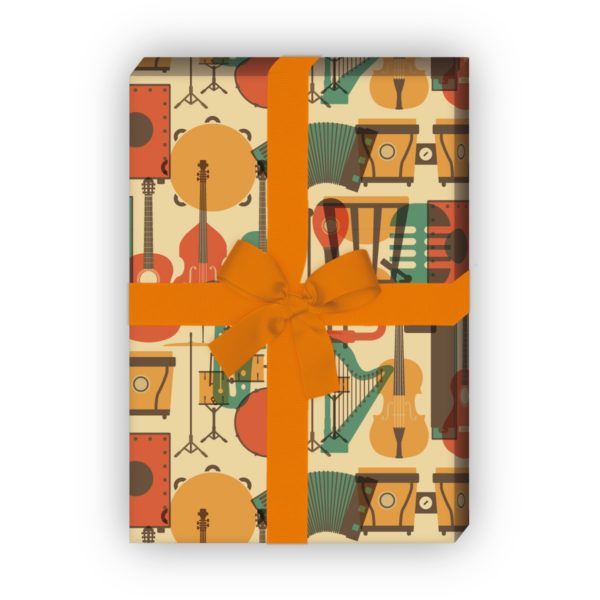 Kartenkaufrausch: Cooles Geschenkpapier mit Musik aus unserer Geburtstags Papeterie in gelb