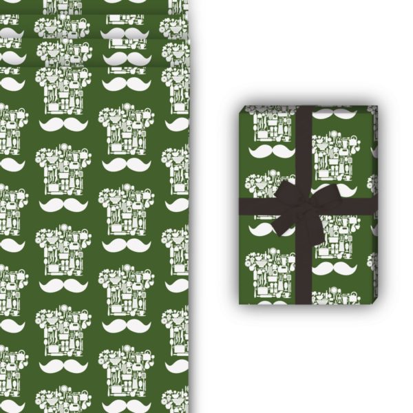 Designer Geschenkverpackung: Schickes Kochmützen Geschenkpapier mit von Kartenkaufrausch in grün