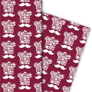 Kartenkaufrausch: Schickes Kochmützen Geschenkpapier mit aus unserer Designer Papeterie in rot