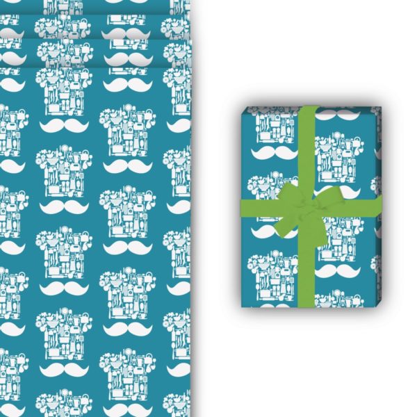 Designer Geschenkverpackung: Schickes Kochmützen Geschenkpapier mit von Kartenkaufrausch in blau
