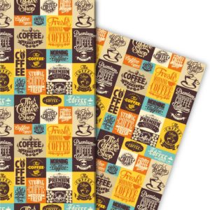 Kartenkaufrausch: Vintage Kaffee Geschenkpapier mit aus unserer Designer Papeterie in gelb