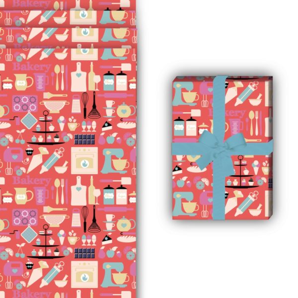 Designer Geschenkverpackung: Hobby koch Geschenkpapier mit von Kartenkaufrausch in rosa
