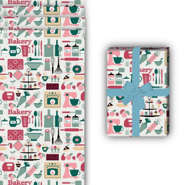 Designer Geschenkverpackung: Hobby koch Geschenkpapier mit von Kartenkaufrausch in beige
