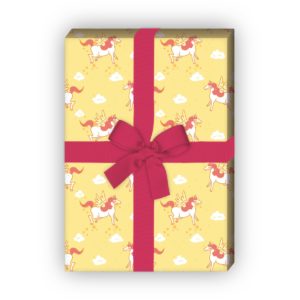 Kartenkaufrausch: Märchenhaftes Geschenkpapier mit geflügeltem aus unserer Kinder Papeterie in gelb