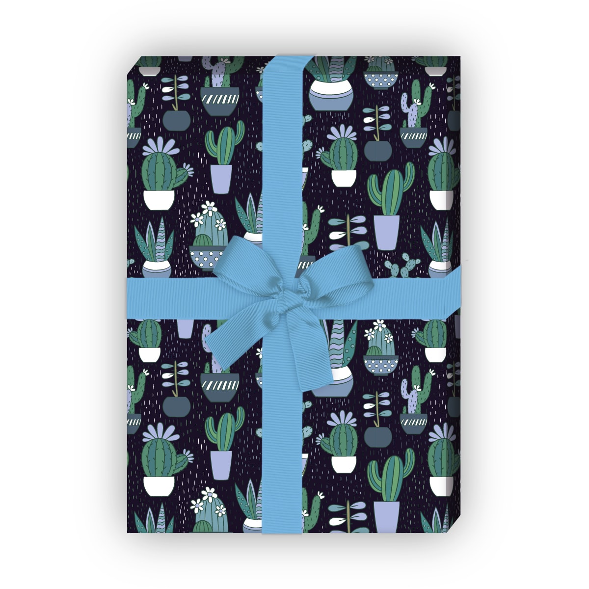 Kartenkaufrausch: Nettes Kaktus Geschenkpapier mit aus unserer Geburtstags Papeterie in blau