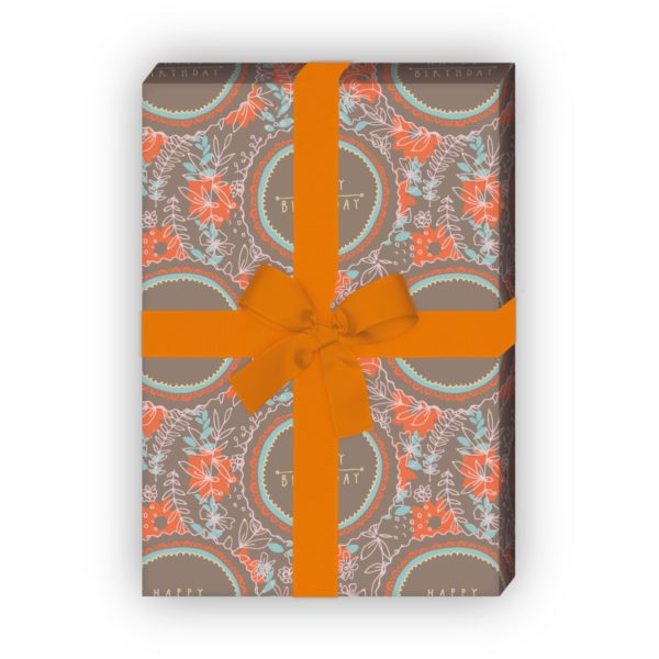 Kartenkaufrausch: Happy Birthday Geschenkpapier mit aus unserer Geburtstags Papeterie in beige