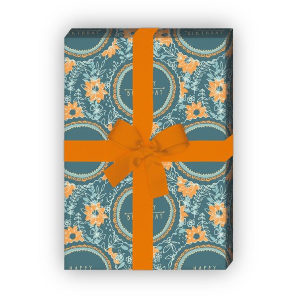 Kartenkaufrausch: Happy Birthday Geschenkpapier mit aus unserer Geburtstags Papeterie in blau