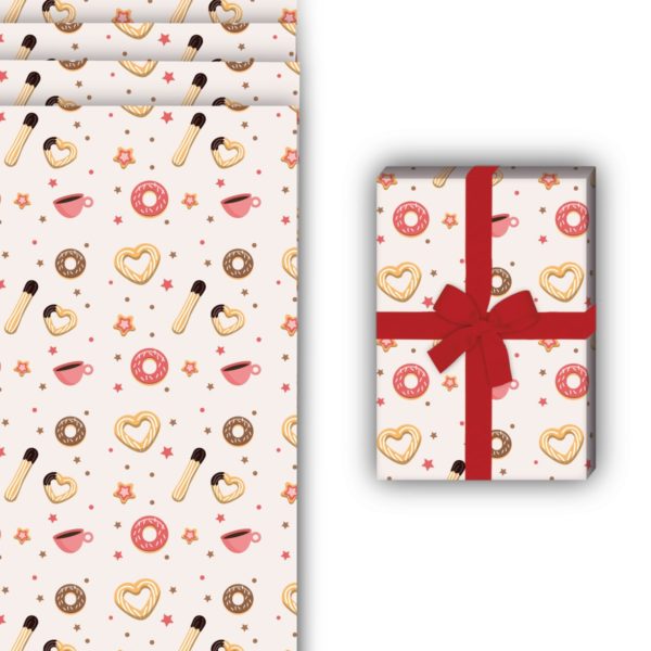 Designer Geschenkverpackung: Köstliches Keks Geschenkpapier mit von Kartenkaufrausch in weiß