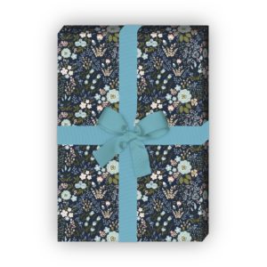 Kartenkaufrausch: Klassisches Blüten Geschenkpapier mit aus unserer florale Papeterie in blau