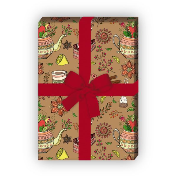 Kartenkaufrausch: Kaffee Klatsch Geschenkpapier mit aus unserer Designer Papeterie in beige