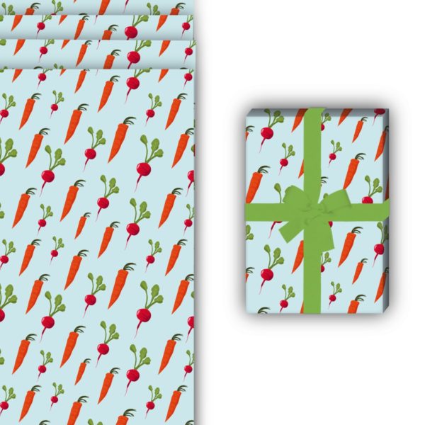 Designer Geschenkverpackung: Leckeres Gemüse Geschenkpapier mit von Kartenkaufrausch in rot