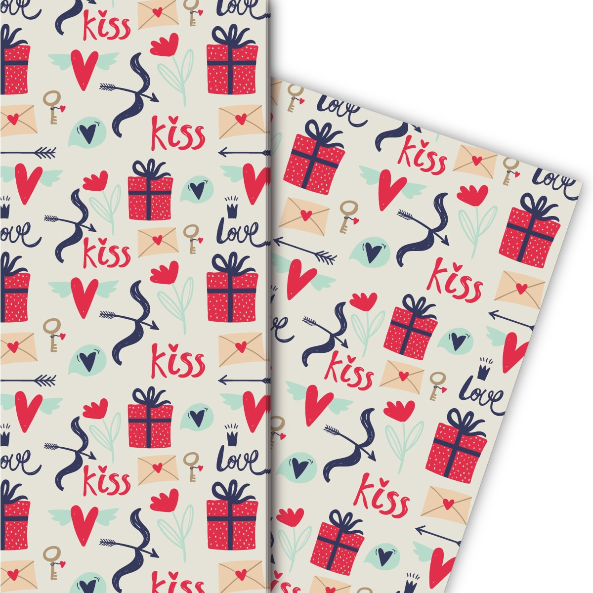 Kartenkaufrausch: Romantisches Liebes Geschenkpapier mit aus unserer Liebes Papeterie in weiß