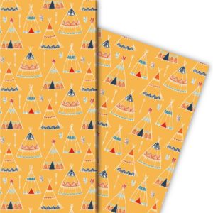 Kartenkaufrausch: Abenteurer Geschenkpapier mit gemalten aus unserer Kinder Papeterie in gelb