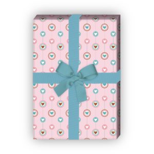 Kartenkaufrausch: Streifen Geschenkpapier mit Herzen aus unserer Liebes Papeterie in rosa