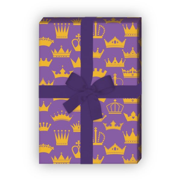 Kartenkaufrausch: Geburtstags Geschenkpapier mit Kronen aus unserer Geburtstags Papeterie in lila