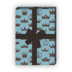 Kartenkaufrausch: Geburtstags Geschenkpapier mit Kronen aus unserer Geburtstags Papeterie in hellblau