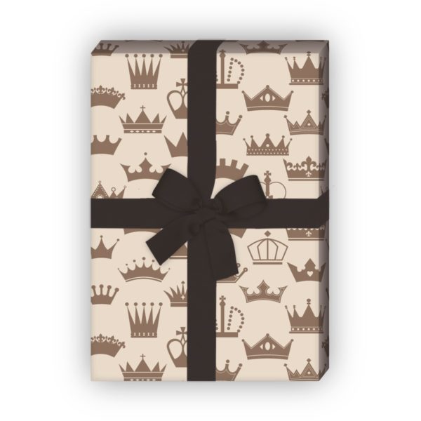 Kartenkaufrausch: Geburtstags Geschenkpapier mit Kronen aus unserer Geburtstags Papeterie in beige