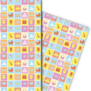 Kartenkaufrausch: Baby Geschenkpapier mit Spielzeug, aus unserer Baby Papeterie in multicolor