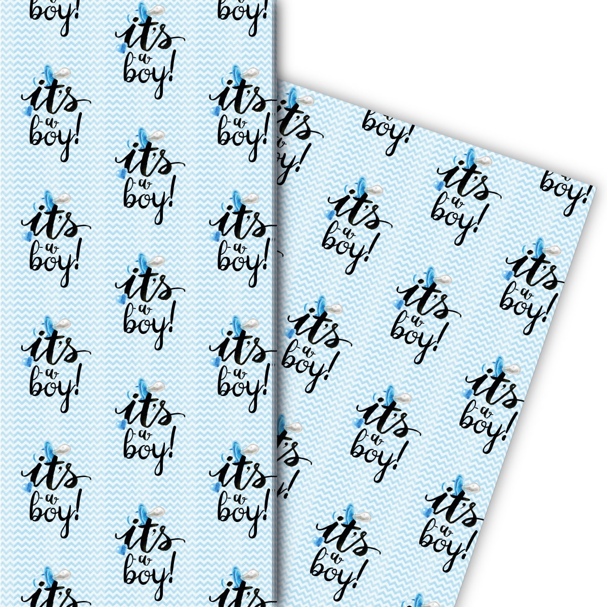 Kartenkaufrausch: Hellblaues Baby Geschenkpapier mit aus unserer Baby Papeterie in hellblau