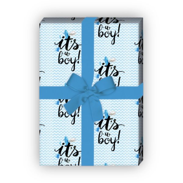 Kartenkaufrausch: Hellblaues Baby Geschenkpapier mit aus unserer Baby Papeterie in hellblau