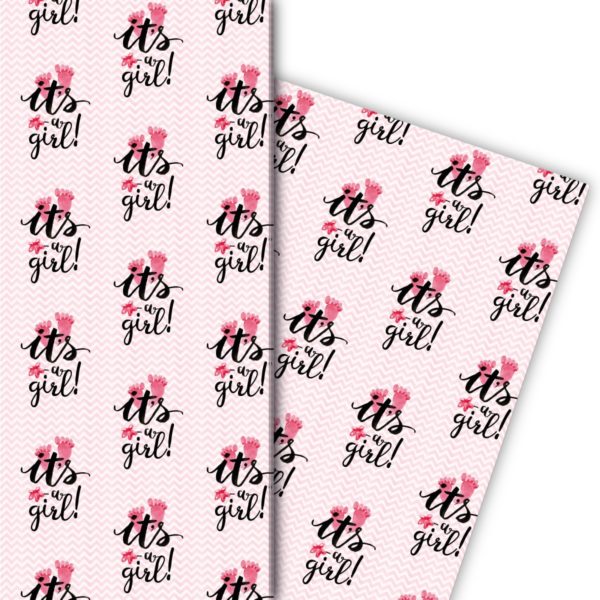 Kartenkaufrausch: Rosa Baby Geschenkpapier mit aus unserer Baby Papeterie in rosa
