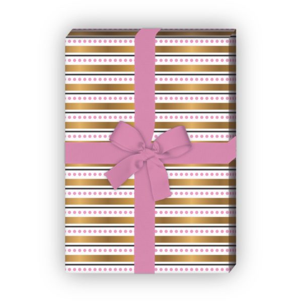Kartenkaufrausch: Grafisches Streifen Geschenkpapier mit aus unserer Design Papeterie in rosa
