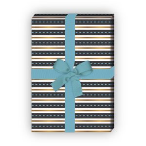 Kartenkaufrausch: Grafisches Streifen Geschenkpapier mit aus unserer Design Papeterie in hellblau