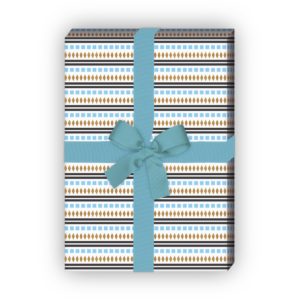 Kartenkaufrausch: Grafisches Streifen Geschenkpapier mit aus unserer Design Papeterie in hellblau