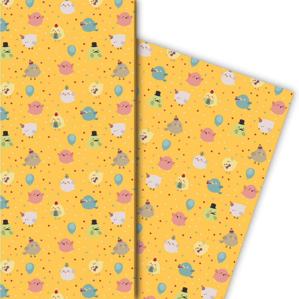 Kartenkaufrausch: Lustiges Geburtstags Geschenkpapier mit aus unserer Geburtstags Papeterie in gelb