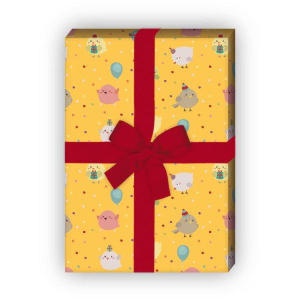 Kartenkaufrausch: Lustiges Geburtstags Geschenkpapier mit aus unserer Geburtstags Papeterie in gelb