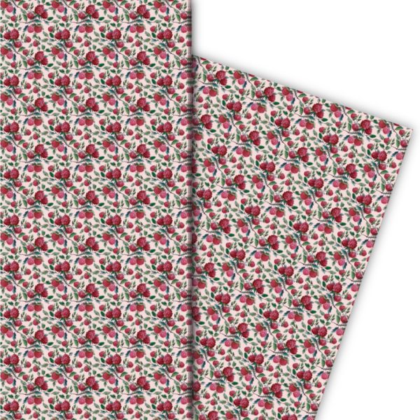 Kartenkaufrausch: Edles Geschenkpapier mit bühendem aus unserer florale Papeterie in rosa