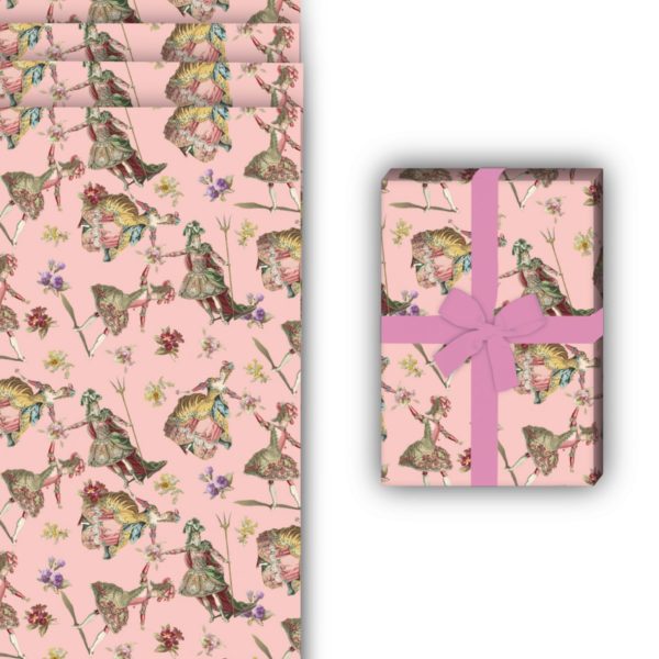 florale Geschenkverpackung: Elegantes Theater Geschenkpapier mit von Kartenkaufrausch in rosa