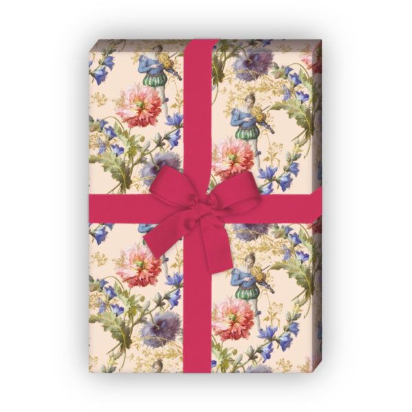 Kartenkaufrausch: Elegantes Blumen Geschenkpapier mit aus unserer Designer Papeterie in beige