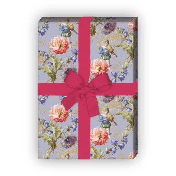 Kartenkaufrausch: Elegantes Blumen Geschenkpapier mit aus unserer Designer Papeterie in blau