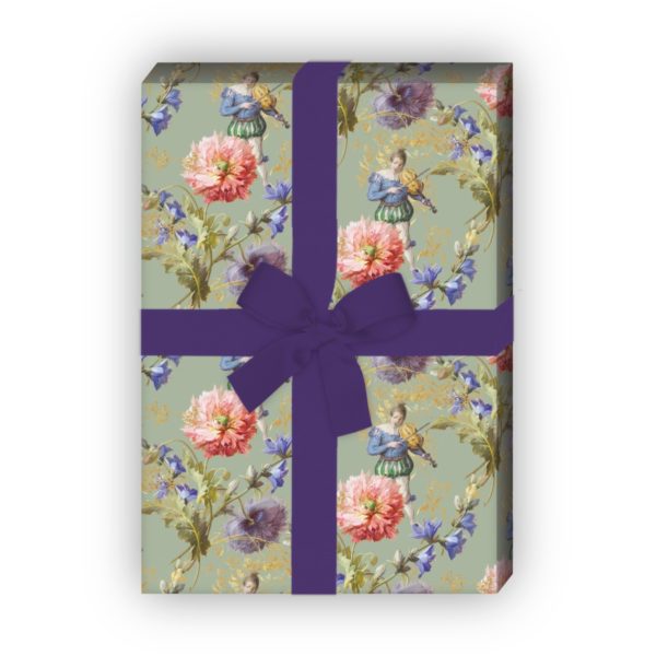 Kartenkaufrausch: Elegantes Blumen Geschenkpapier mit aus unserer Designer Papeterie in grün