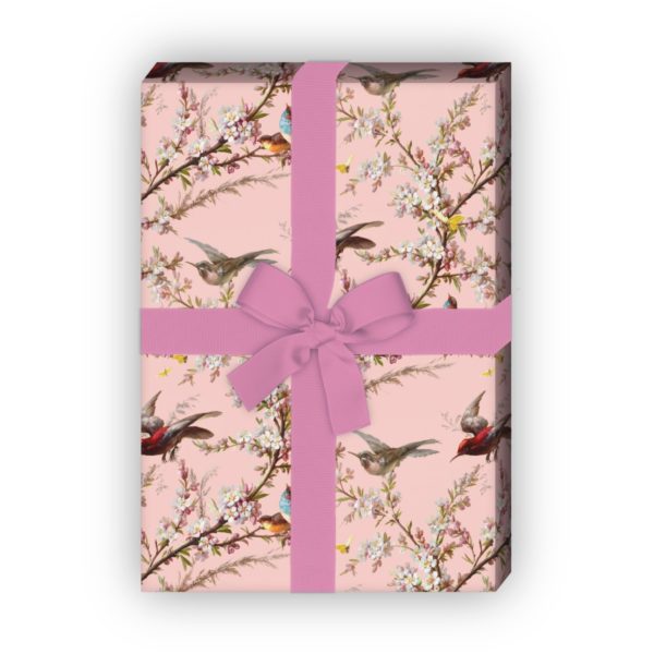 Kartenkaufrausch: Frühlings Geschenkpapier mit Blüten aus unserer florale Papeterie in rosa