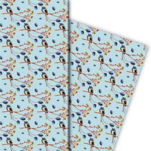 Kartenkaufrausch: Edles gemaltes Geschenkpapier mit aus unserer Tier Papeterie in hellblau