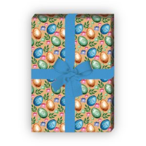 Kartenkaufrausch: Edles gemaltes Oster Geschenkpapier aus unserer Oster Papeterie in beige