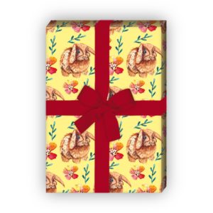 Kartenkaufrausch: Süßes gemaltes Oster Geschenkpapier aus unserer Oster Papeterie in gelb