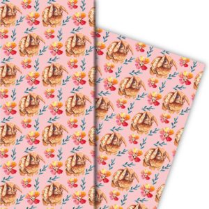 Kartenkaufrausch: Süßes gemaltes Oster Geschenkpapier aus unserer Oster Papeterie in rosa