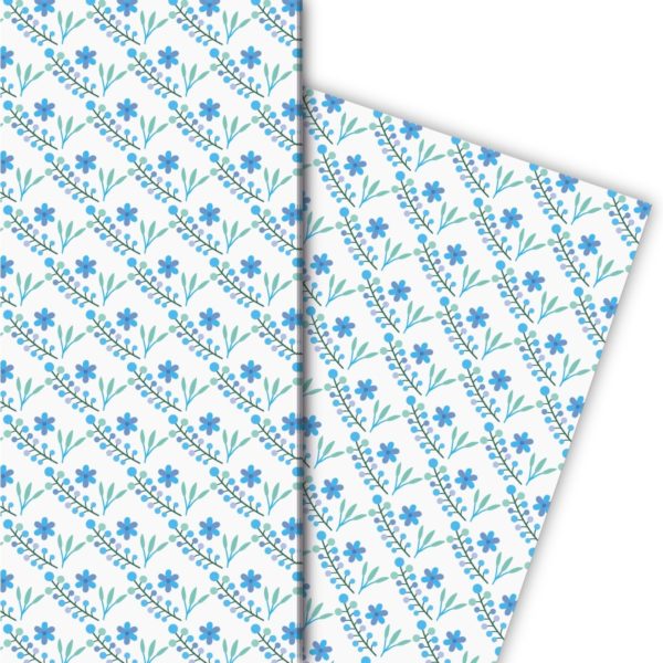 Kartenkaufrausch: Schönes Muster Geschenkpapier mit aus unserer florale Papeterie in blau