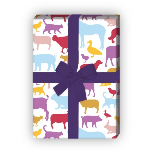 Kartenkaufrausch: Buntes Bauernhof Geschenkpapier mit aus unserer Kinder Papeterie in lila
