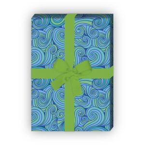 Kartenkaufrausch: Doodle Wellen Geschenkpapier im aus unserer Geburtstags Papeterie in blau