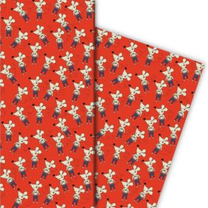 Kartenkaufrausch: 70er Jahre Kinder Geschenkpapier aus unserer Kinder Papeterie in rot