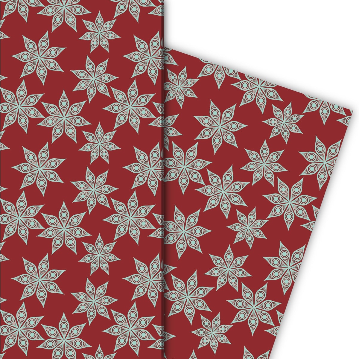 Kartenkaufrausch: Edles grafisches Sternen Geschenkpapier aus unserer Weihnachts Papeterie in rot