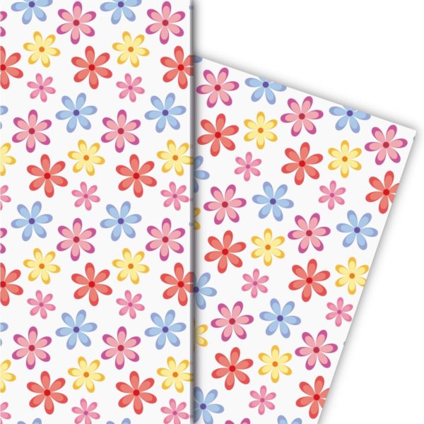 Kartenkaufrausch: Leichtes 70er Jahre Geschenkpapier aus unserer florale Papeterie in multicolor