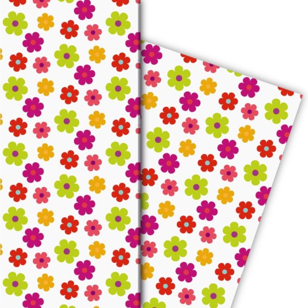 Kartenkaufrausch: 70er Jahre Blüten Geschenkpapier aus unserer florale Papeterie in rot